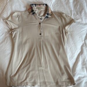 Burberry Beige Top with Signature Check Trim